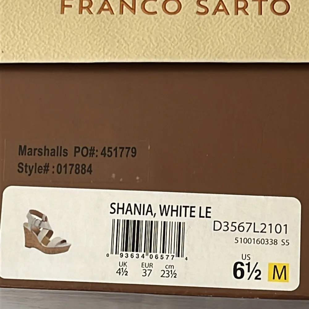 Franco sarto Franco Sarto Shania leather Platform Cork White Sandals Size 6 1/2 - Picture 5 of 5